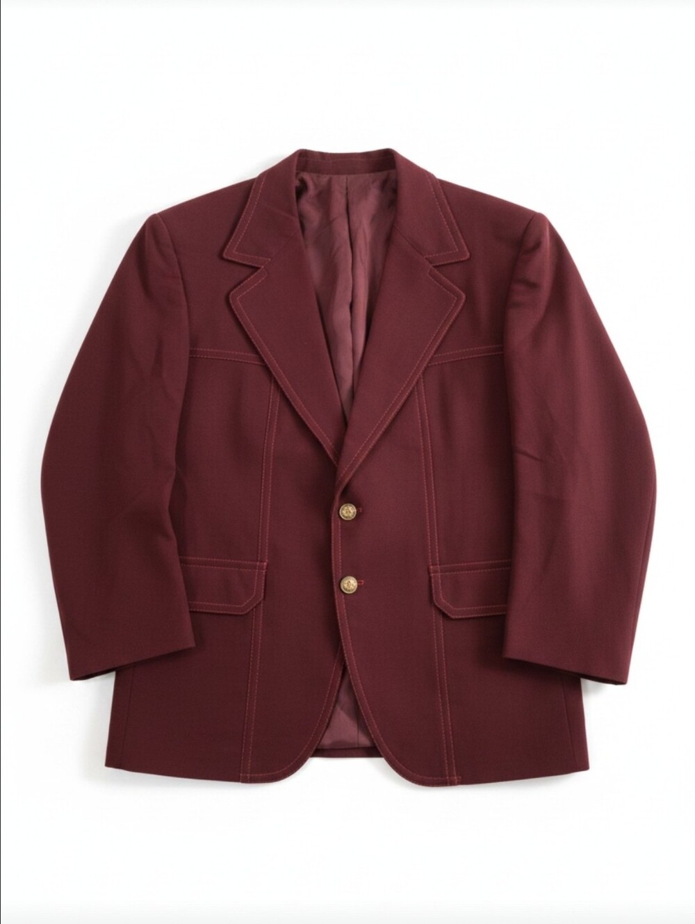 Vintage 70s Maroon Western Blazer Louis Roth Mort Wallin Contrast Stitch 38R